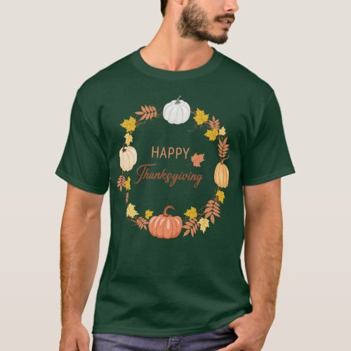 Happy Thanksgiving Wreath T_Shirt