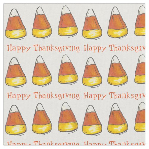 Happy Thanksgiving Yellow Candy Corn Candies Fabric