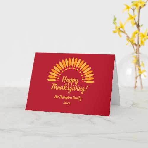 Happy Thanksgiving Yellows Red Add Name  Year Car Card