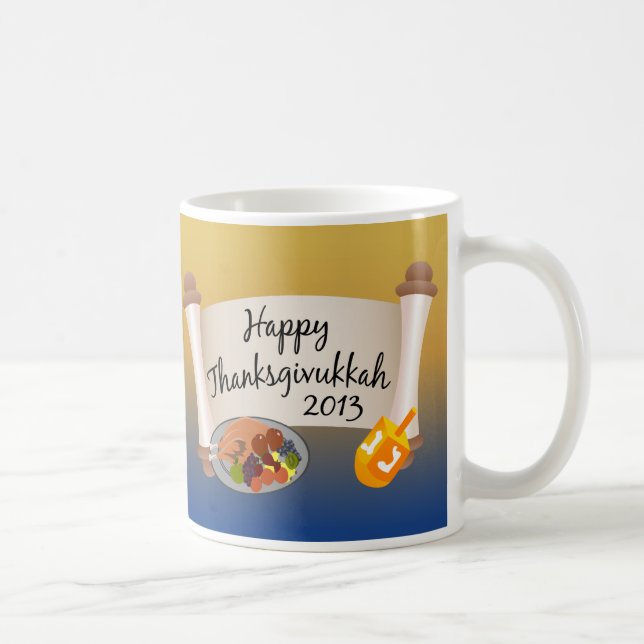 Happy Thanksgivukkah 2013 Dreidl/Turkey Coffee Mug (Right)
