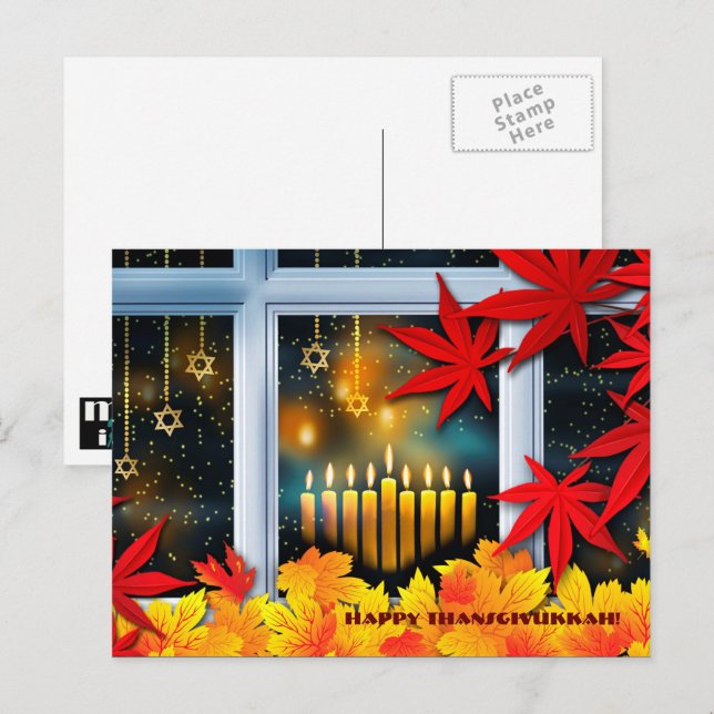 Happy Thanksgivukkah. Hanukkah and Thanksgiving Holiday Postcard (Front/Back)