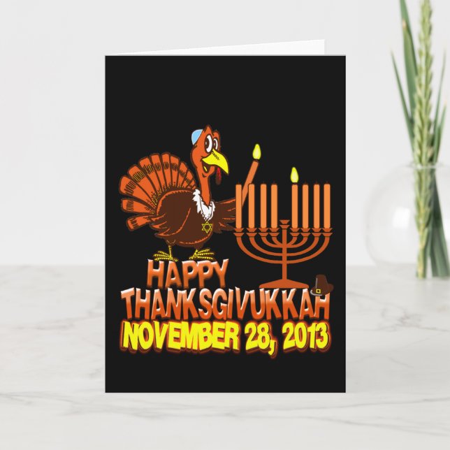 Happy Thanksgivukkah Hanukkah Thanksgiving Cards (Front)