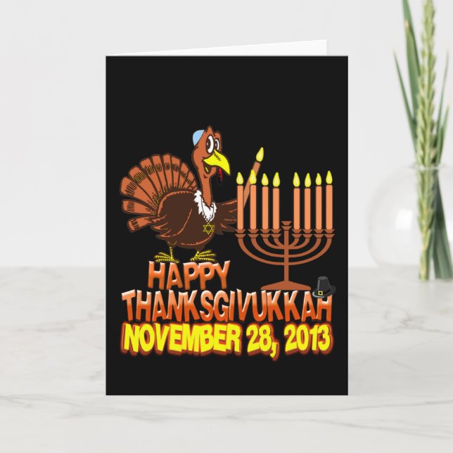 Happy Thanksgivukkah Hanukkah Thanksgiving Cards (Front)