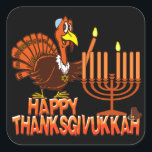 Happy Thanksgivukkah Stickers<br><div class="desc">It's the very funny 'Happy Thanksgivukkah' stickers. That's right... this year, for the only time in our lives, Hanukkah falls on Thanksgiving! This classic sticker commemorates this extremely rare occurrence with a funny cartoon turkey wearing a yamaka, and lighting the Menorah. A festive orange yellow and brown fall design includes...</div>