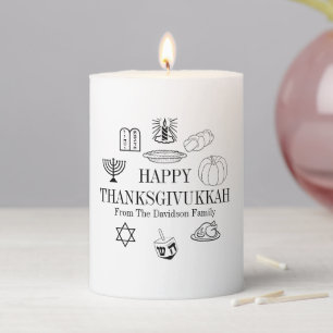 Happy Thanksgivukkah Thanksgiving Hanukkah cute Pillar Candle