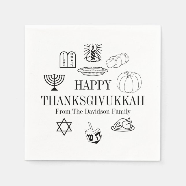 Happy Thanksgivukkah Thanksgiving Hanukkah Napkins (Front)
