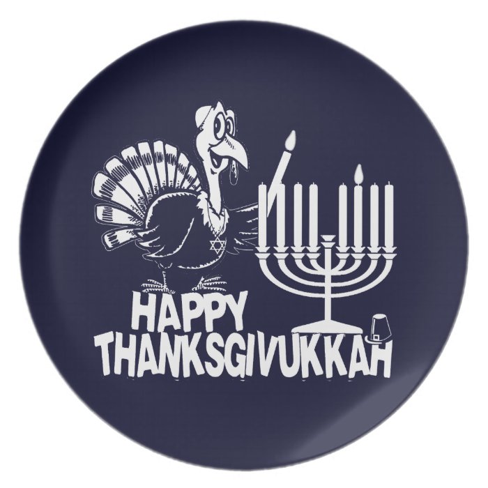 Happy Thanksgivukkah Turkey & Menorah Plates
