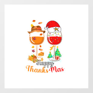 Happy Thanksmas Wine Thanksgiving Christmas Long S Wall Decal