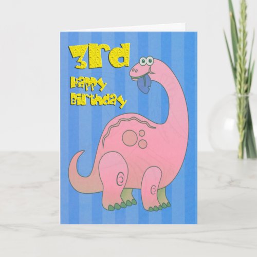 Happy Third Birthday Pink Dinosaur Card