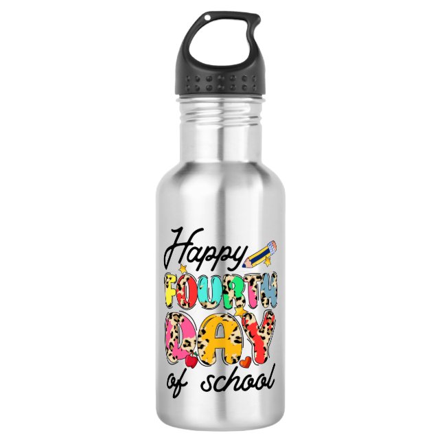 happy third day of school 2 stainless steel water bottle (Front)
