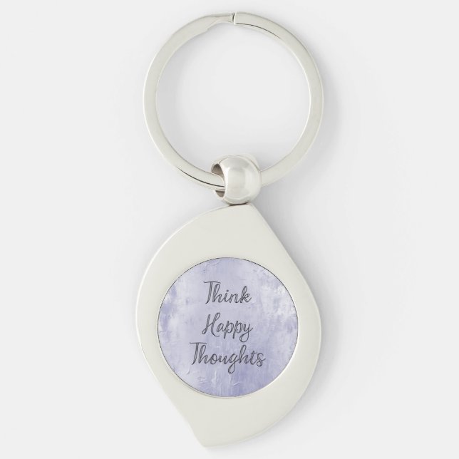 Happy Thoughts Dusty Lavender Purple Keychain (Front)
