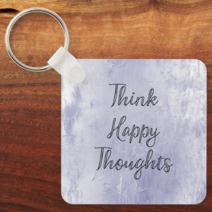 Happy Thoughts Dusty Lavender Purple Keychain