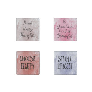 Happy Thoughts Dusty Rose Blush Pink Stone Magnet