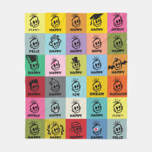 HAPPY Throw Fleece Blanket