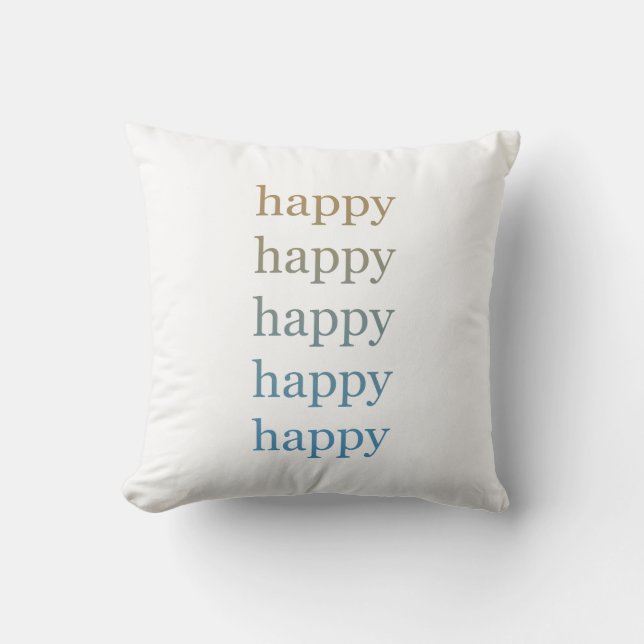 Happy Throw Pillow (Front)