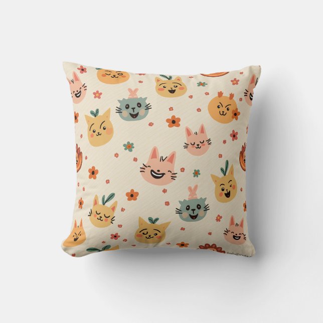 happy throw pillow (Front)