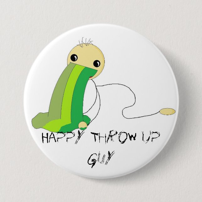 Happy Throw Up Guy (button) Button (Front)