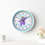 Happy Time Dancing Teddy Bear Large Clock at Zazzle