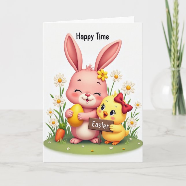 Happy Time Easter Card Watercolor Style (Front)