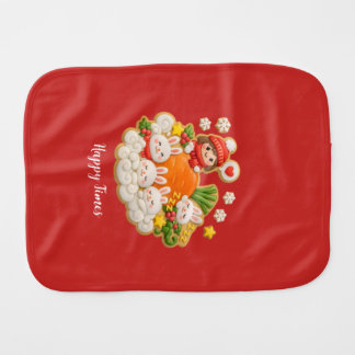 Happy times rabbits baby burp cloth
