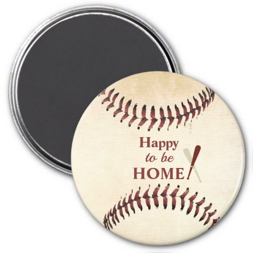 Happy to be Home Rustic Baseball Strings Magnet