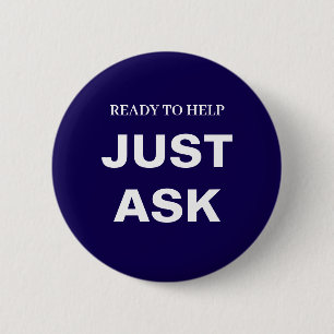 Happy to Help Ask Me Blue Customer Support Design Button