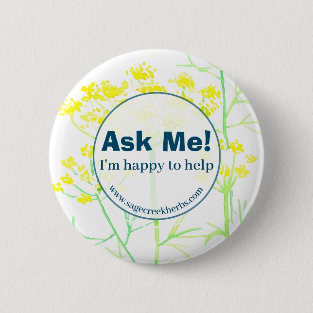 Happy To Help Employee Business Flowers Button (Front)