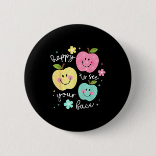 Happy To See Your Face Groovy Apple Smile Face Tea Button