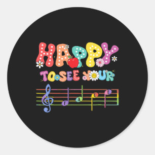 Happy To See Your Face Music Teacher Back To Schoo Classic Round Sticker