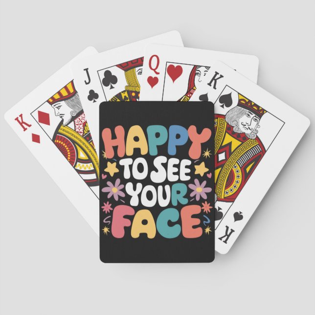 Happy To See Your Face Teacher Back To School  Poker Cards (Back)