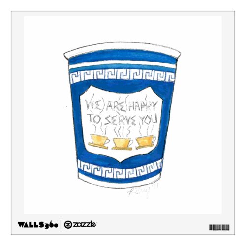 Happy To Serve You Blue Diner Greek Coffee Cup Art Wall Decal