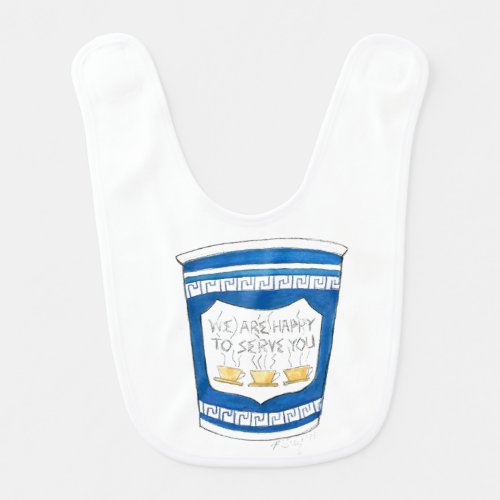 Happy to Serve You Blue Greek Diner Coffee Cup Bib