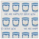 Happy To Serve You Blue Greek Diner Coffee Cup Fabric