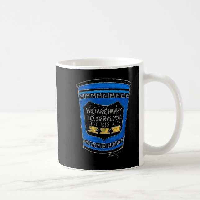 Happy To Serve You Blue Greek Diner Coffee Cup Nyc (Right)