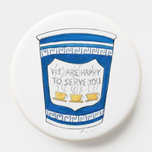Happy To Serve You Blue NYC Deli Greek Coffee Cup PopSocket