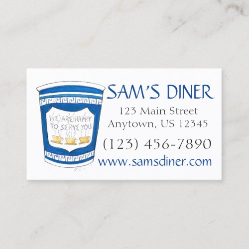 Happy to Serve You Greek Coffee Cup Diner Food Business Card
