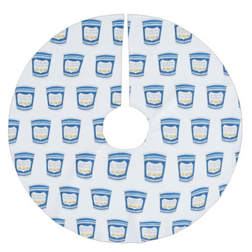 Happy to Serve You NYC Blue Greek Deli Coffee Cup Brushed Polyester Tree Skirt