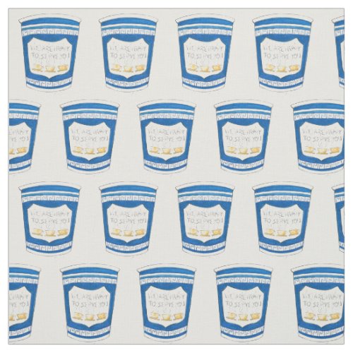 Happy to Serve You NYC Blue Greek Deli Coffee Cup Fabric