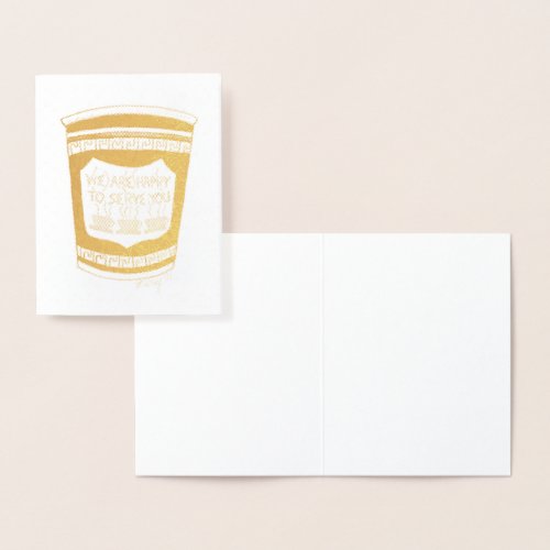 Happy to Serve You NYC Greek Diner Coffee Cup Foil Card
