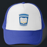 Happy To Serve You NYC Greek Diner Coffee Cup Trucker Hat<br><div class="desc">Trucker hat features a classic NYC deli-style blue Greek coffee cup with "We are happy to serve you" emblazoned across the front. Created from an original marker illustration. This design is also available on other products. Don't see what you're looking for? Need help with customization? Contact Rebecca to have something...</div>