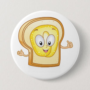 Happy Toast Kawaii Buttered Bread Slice Button