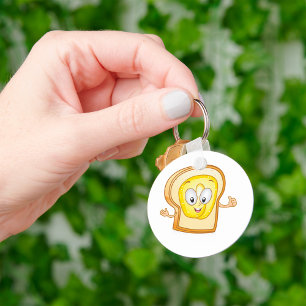 Happy Toast Kawaii Buttered Bread Slice Keychain