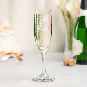 Happy Together Flowing With Love Heart Frame Champagne Flute