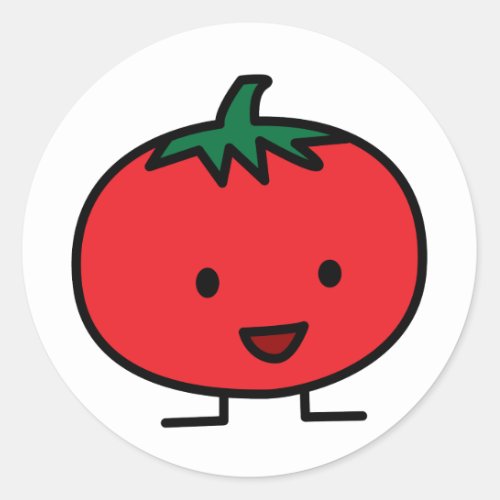 Happy Tomato Red Vegetable Fruit Classic Round Sticker