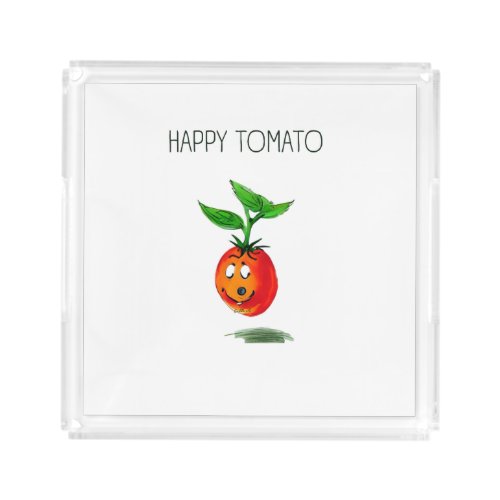 Happy tomato  T_Shirt Acrylic Tray