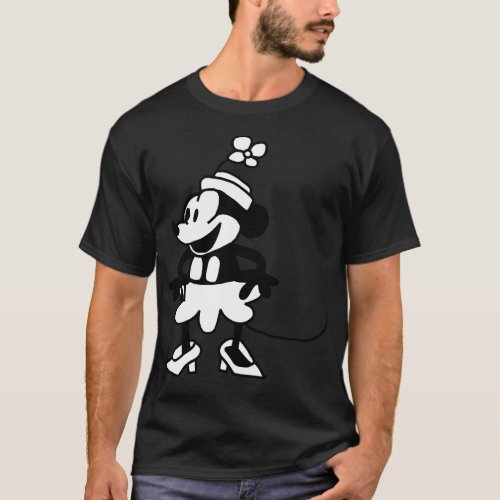 Happy toon Girl Mouse in Steamboat Willie T_Shirt