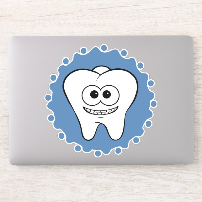 Happy Tooth Blue Sticker (Computer)