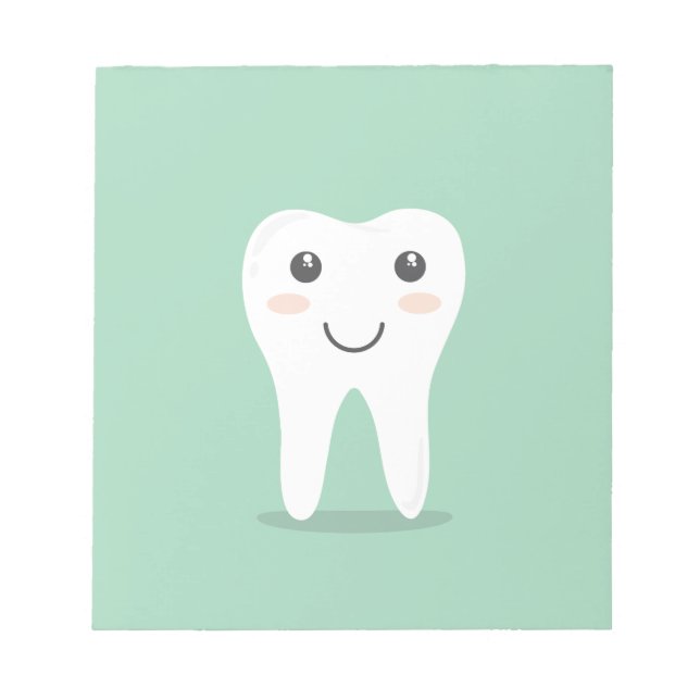 Happy Tooth cartoon dentist brushing toothbrush Notepad (Front)