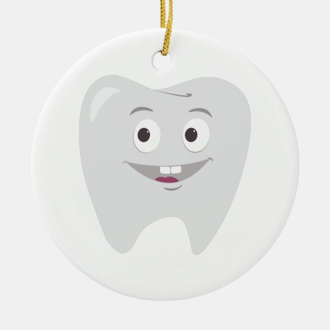 Happy Tooth Ceramic Ornament (Front)