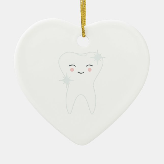 Happy Tooth Ceramic Ornament (Front)